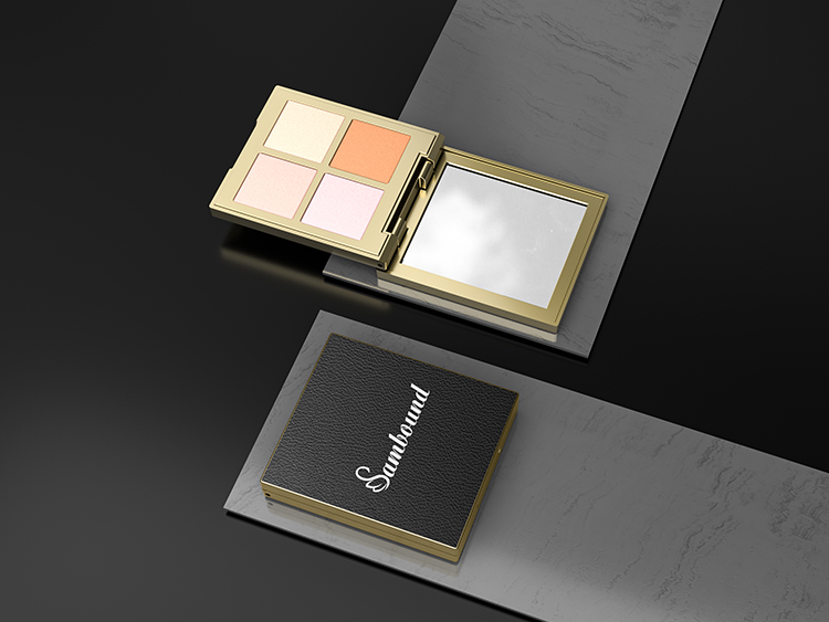 仿皮革紋理四色眼影盤包裝加工定制 仿皮革紋理四色眼影盤包裝加工定制